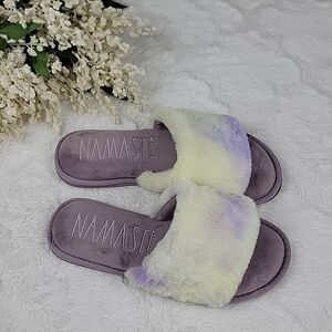 RAE DUNN "Namaste" Slippers SIZE MEDIUM Purple